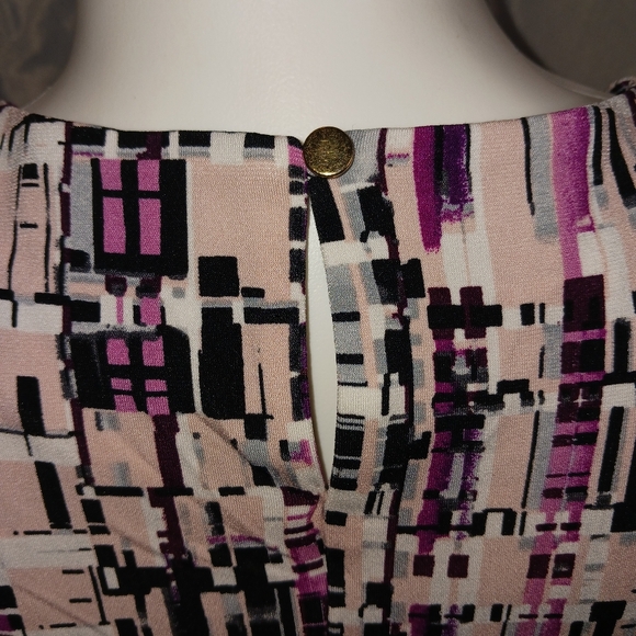 "Calvin Klein" Abstract Print Blouse - Pink, Black, White Size P - Picture 9 of 16